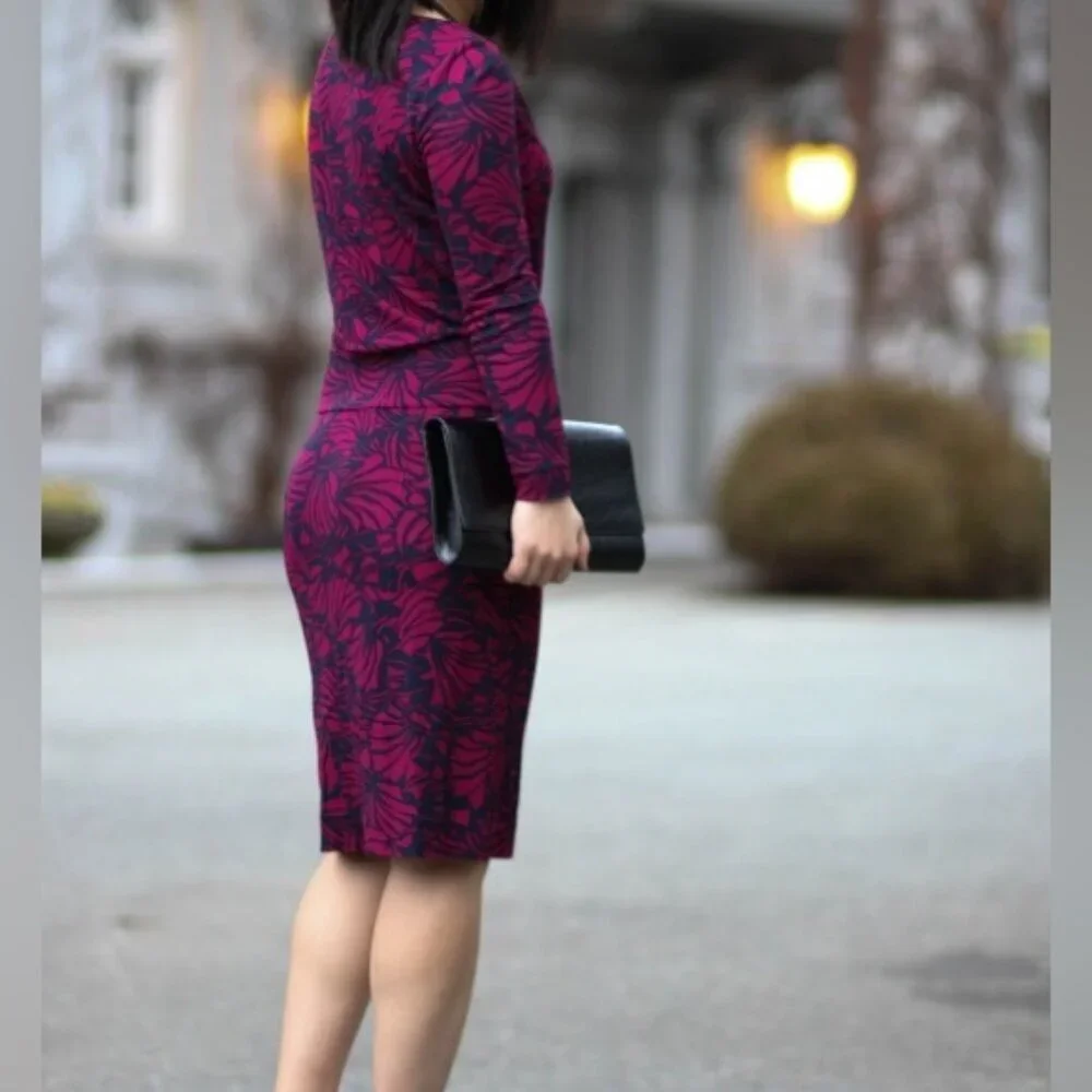 NWT TORY BURCH ETTA DRESS TORY NAVY AZOLLA COMBO A/988 Floral Print LS‎ SMALL